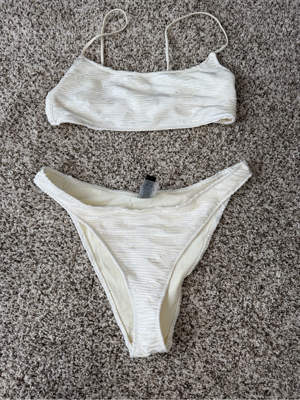 triangl swimwear Cream Textured Bikini Set
